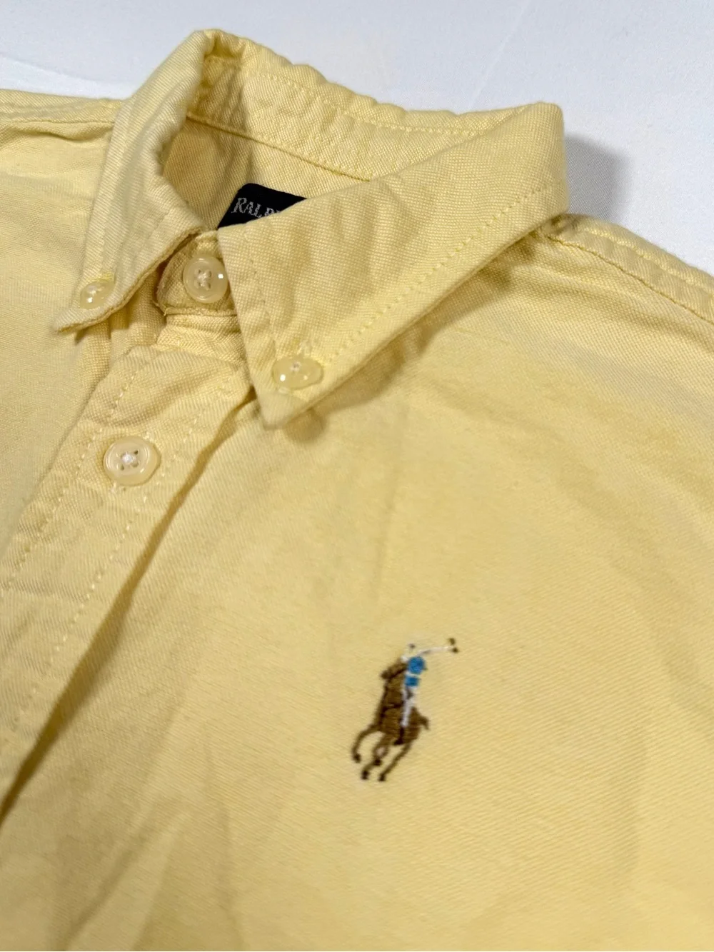 RALPH LAUREN Vintage 1990s Boys 3T Yellow Oxford Button Down Pony Preppy Shirt